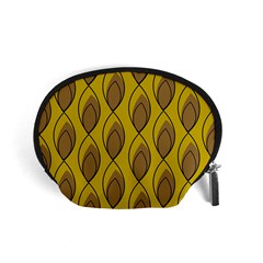 Yellow Brown Minimalist Leaves Accessory Pouch (Small) from ArtsNow.com Front