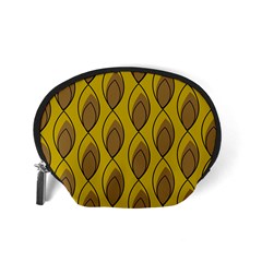 Yellow Brown Minimalist Leaves Accessory Pouch (Small) from ArtsNow.com Back