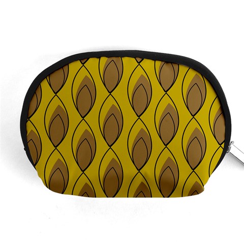 Yellow Brown Minimalist Leaves Accessory Pouch (Medium) from ArtsNow.com Front