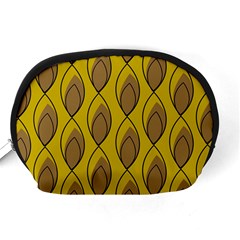 Yellow Brown Minimalist Leaves Accessory Pouch (Medium) from ArtsNow.com Back