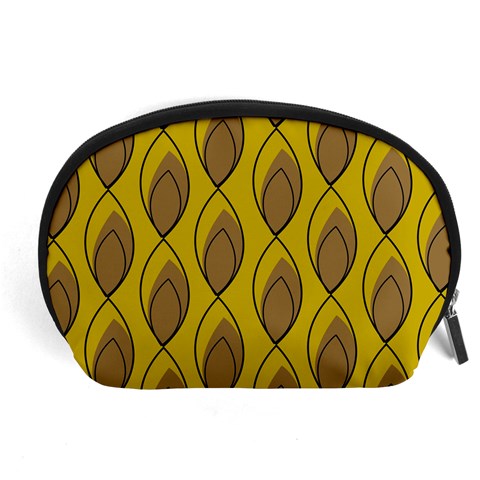 Yellow Brown Minimalist Leaves Accessory Pouch (Large) from ArtsNow.com Front