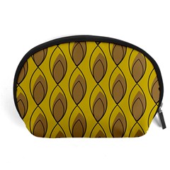 Yellow Brown Minimalist Leaves Accessory Pouch (Large) from ArtsNow.com Front