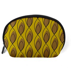 Yellow Brown Minimalist Leaves Accessory Pouch (Large) from ArtsNow.com Back