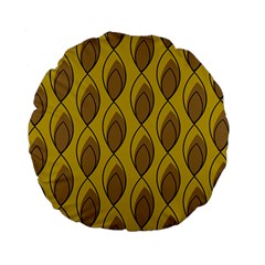 Yellow Brown Minimalist Leaves Standard 15  Premium Flano Round Cushion  from ArtsNow.com Front