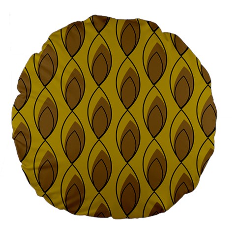 Yellow Brown Minimalist Leaves Large 18  Premium Flano Round Cushion  from ArtsNow.com Front