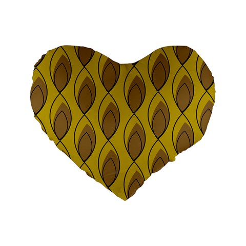 Yellow Brown Minimalist Leaves Standard 16  Premium Flano Heart Shape Cushion  from ArtsNow.com Front