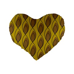 Yellow Brown Minimalist Leaves Standard 16  Premium Flano Heart Shape Cushion  from ArtsNow.com Back