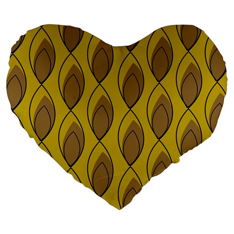 Yellow Brown Minimalist Leaves Large 19  Premium Flano Heart Shape Cushion from ArtsNow.com Front