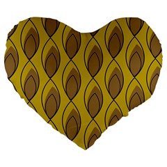 Yellow Brown Minimalist Leaves Large 19  Premium Flano Heart Shape Cushion from ArtsNow.com Front