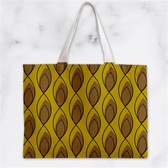 Yellow Brown Minimalist Leaves Zipper Mini Tote Bag from ArtsNow.com Front