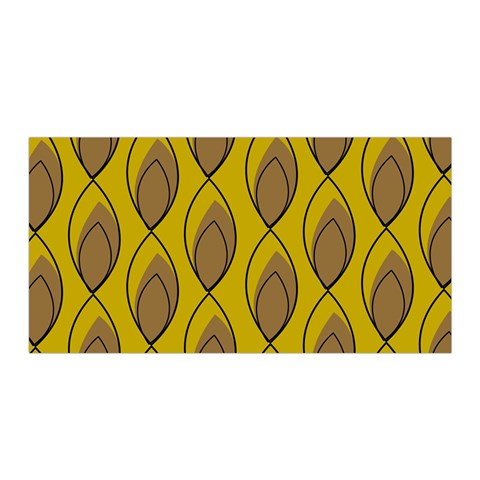 Yellow Brown Minimalist Leaves Satin Wrap 35  x 70  from ArtsNow.com Front