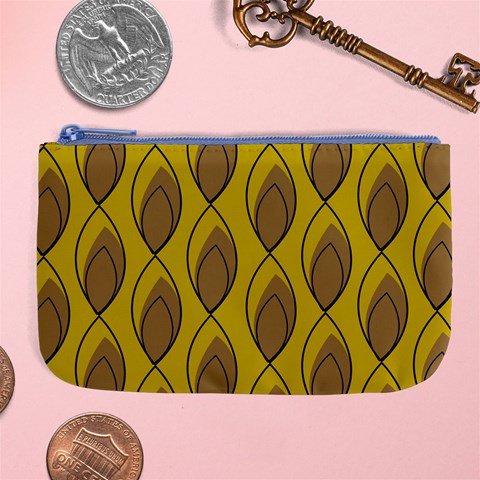 Yellow Brown Minimalist Leaves Large Coin Purse from ArtsNow.com Front