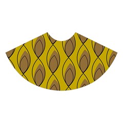 Yellow Brown Minimalist Leaves Midi Sleeveless Dress from ArtsNow.com Skirt Front