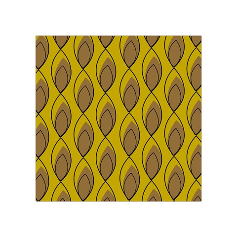 Yellow Brown Minimalist Leaves Square Tapestry (Small) from ArtsNow.com Front