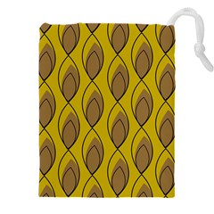 Yellow Brown Minimalist Leaves Drawstring Pouch (4XL) from ArtsNow.com Front