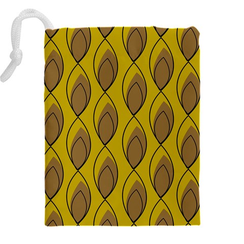 Yellow Brown Minimalist Leaves Drawstring Pouch (4XL) from ArtsNow.com Back