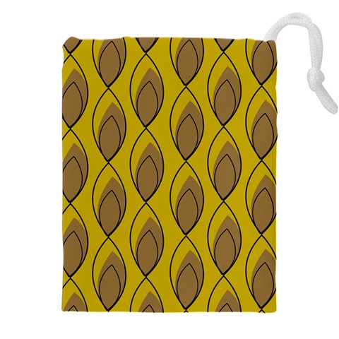 Yellow Brown Minimalist Leaves Drawstring Pouch (5XL) from ArtsNow.com Front