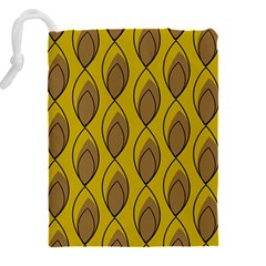 Yellow Brown Minimalist Leaves Drawstring Pouch (5XL) from ArtsNow.com Back