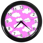 Purple Clouds   Wall Clock (Black)