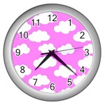 Purple Clouds   Wall Clock (Silver)