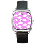 Purple Clouds   Square Metal Watch