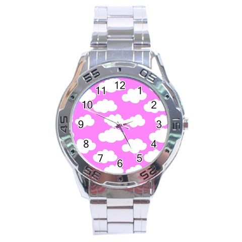 Purple Clouds   Stainless Steel Analogue Watch from ArtsNow.com Front