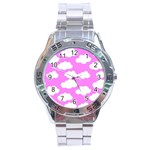 Purple Clouds   Stainless Steel Analogue Watch