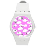 Purple Clouds   Round Plastic Sport Watch (M)