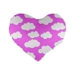 Purple Clouds   Standard 16  Premium Heart Shape Cushion 