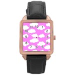 Purple Clouds   Rose Gold Leather Watch 