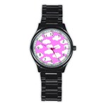 Purple Clouds   Stainless Steel Round Watch