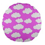 Purple Clouds   Large 18  Premium Flano Round Cushion 