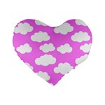 Purple Clouds   Standard 16  Premium Flano Heart Shape Cushion 