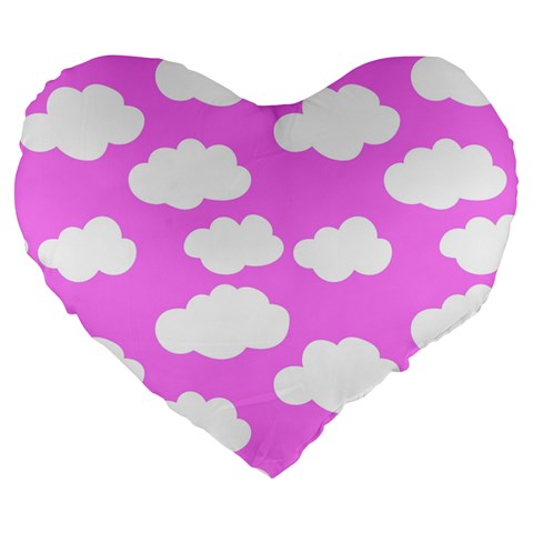 Purple Clouds   Large 19  Premium Flano Heart Shape Cushion from ArtsNow.com Front