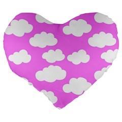 Purple Clouds   Large 19  Premium Flano Heart Shape Cushion from ArtsNow.com Back