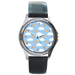 Sun And Clouds  Round Metal Watch