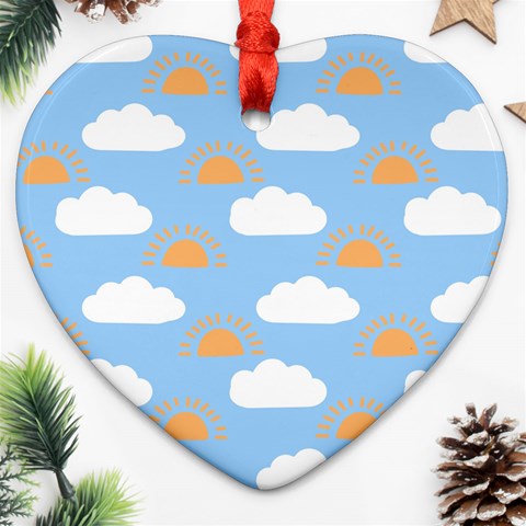 Sun And Clouds  Ornament (Heart) from ArtsNow.com Front