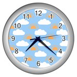 Sun And Clouds  Wall Clock (Silver)