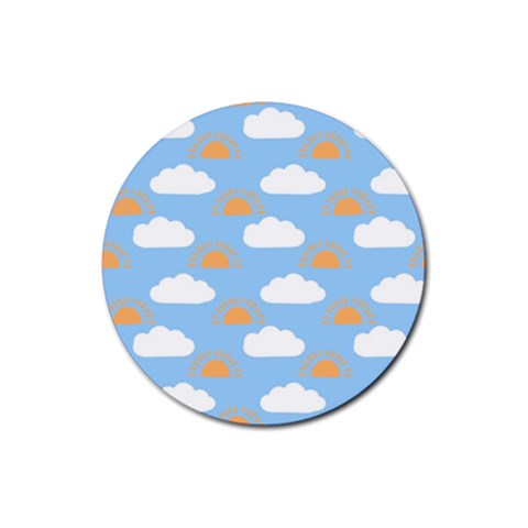 Sun And Clouds  Rubber Coaster (Round) from ArtsNow.com Front