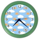 Sun And Clouds  Color Wall Clock