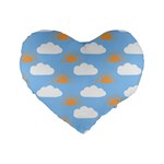 Sun And Clouds  Standard 16  Premium Heart Shape Cushion 