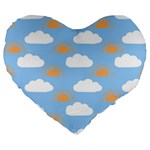 Sun And Clouds  Large 19  Premium Heart Shape Cushion