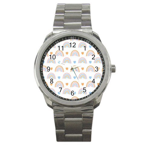 Rainbow Pattern   Sport Metal Watch from ArtsNow.com Front