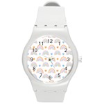 Rainbow Pattern   Round Plastic Sport Watch (M)