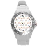 Rainbow Pattern   Round Plastic Sport Watch (L)