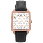 Rainbow Pattern   Rose Gold Leather Watch 