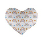 Rainbow Pattern   Standard 16  Premium Flano Heart Shape Cushion 