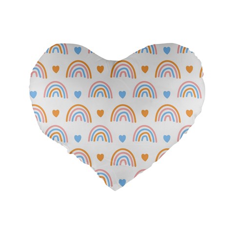 Rainbow Pattern   Standard 16  Premium Flano Heart Shape Cushion  from ArtsNow.com Back