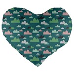 Llama Clouds   Large 19  Premium Flano Heart Shape Cushion