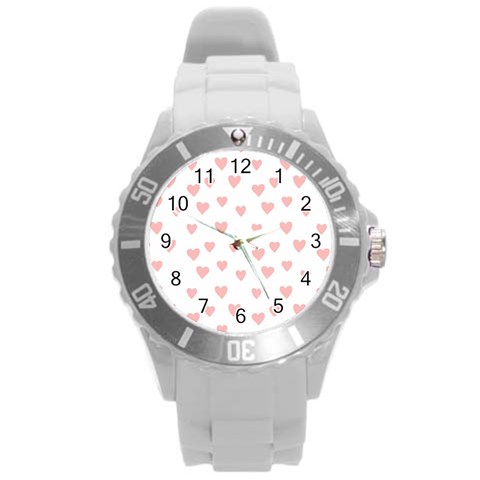 Small Cute Hearts   Round Plastic Sport Watch (L) from ArtsNow.com Front